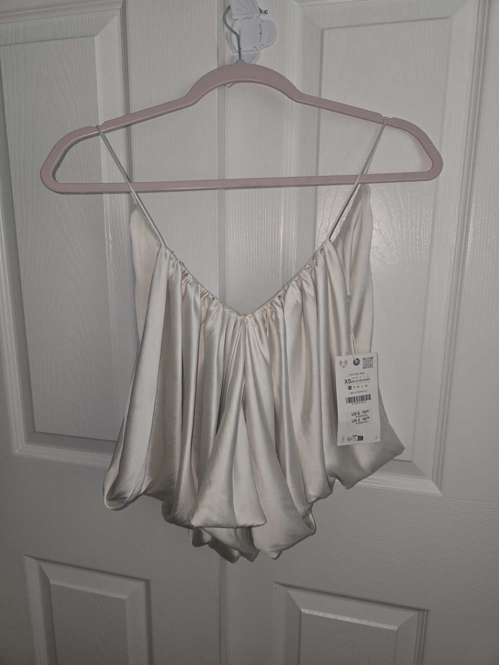 H&M Cream Satin Spaghetti-Strap Camisole